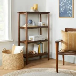 Hearth & Hand W/Magnolia Furniture Wood & Cane Tall 4-Shelf Bookcase - Hearth & Hand™ with Magnolia Black