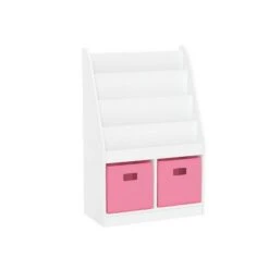 Kids' Bookrack with 2 Cubbies and 2 Bins - RiverRidge Home Pink -Bookshelves Sales Shop unnamed file 69