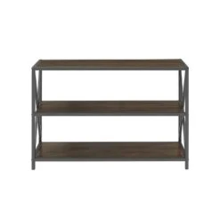 25.62" X Frame Metal and Wood Media Bookshelf - Saracina Home Barnwood -Bookshelves Sales Shop unnamed file 719