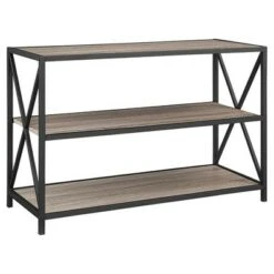 25.62" X Frame Metal and Wood Media Bookshelf - Saracina Home Barnwood -Bookshelves Sales Shop unnamed file 723