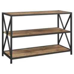 25.62" X Frame Metal and Wood Media Bookshelf - Saracina Home Barnwood -Bookshelves Sales Shop unnamed file 724