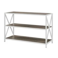25.62" X Frame Metal and Wood Media Bookshelf - Saracina Home Barnwood -Bookshelves Sales Shop unnamed file 725