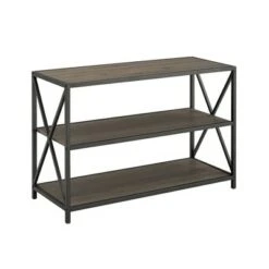 25.62" X Frame Metal and Wood Media Bookshelf - Saracina Home Barnwood -Bookshelves Sales Shop unnamed file 726