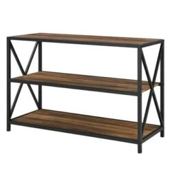 25.62" X Frame Metal and Wood Media Bookshelf - Saracina Home Barnwood -Bookshelves Sales Shop unnamed file 728