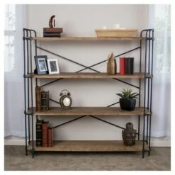 Yorktown 65.5" 4-Shelf Industrial Bookcase Brown - Christopher Knight Home