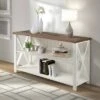 Solid Wood Farmhouse Storage Console - Saracina Home Rustic Oak/black