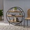 37.5" Dundas Handcrafted Industrial Circular Mango Wood Shelf Natural/Black - Christopher Knight Home -Bookshelves Sales Shop unnamed file 773