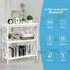 Costway 3-Tier Bookshelf Wooden Open Storage Bookcase for Home Office WhiteBlackCoffeeNatural -Bookshelves Sales Shop unnamed file 782