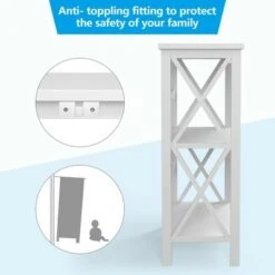 Costway 3-Tier Bookshelf Wooden Open Storage Bookcase for Home Office WhiteBlackCoffeeNatural -Bookshelves Sales Shop unnamed file 786