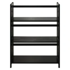 3 Shelf X Design Folding Bookcase - Flora Home Black