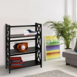 3 Shelf X Design Folding Bookcase - Flora Home Black -Bookshelves Sales Shop unnamed file 813