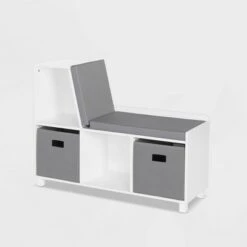 RiverRidge Home Kids' Book Nook Collection Cubby Storage Bench with 2 Bins - RiverRidge Gray -Bookshelves Sales Shop unnamed file 825