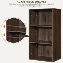 Costway 3 Open Shelf Bookcase Modern Multi-functional Storage Display Cabinet Walnut -Bookshelves Sales Shop unnamed file 87
