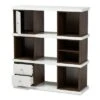 39.06" Rune Two-Tone 2 Drawer Bookcase White/Walnut - Baxton Studio -Bookshelves Sales Shop unnamed file 877