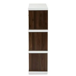 39.06" Rune Two-Tone 2 Drawer Bookcase White/Walnut - Baxton Studio -Bookshelves Sales Shop unnamed file 879