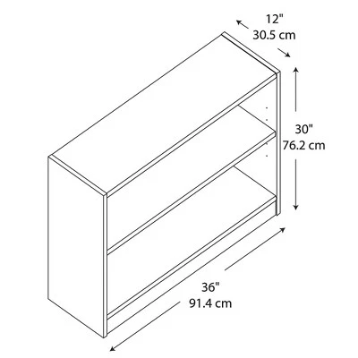 Universal 2 Shelf Bookcase - Bush Furniture Rustic Gray 4 Universal 2 Shelf Bookcase - Bush Furniture Rustic Gray - Image 2