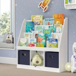 Kids' Bookrack with 3 Cubbies and 2 Bins - RiverRidge Home Pink
