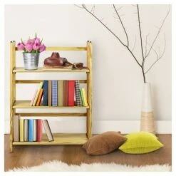 38" Folding 3 Tier Bookshelf Stackable - Flora Home Walnut -Bookshelves Sales Shop unnamed file 944