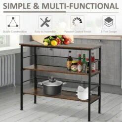 HomCom 3-Tier Industrial Style Storage Metal Wooden Shelf -Bookshelves Sales Shop unnamed file 956