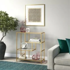 Henn& Hart 40" Tall Brass Finish Bookcase - Henn&Hart -Bookshelves Sales Shop unnamed file 972