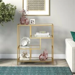 Henn& Hart 40" Tall Brass Finish Bookcase - Henn&Hart -Bookshelves Sales Shop unnamed file 974