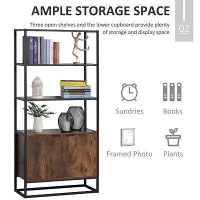 HomCom Storage Cabinet Bookcase with 3 Open Shelves 5 HomCom Storage Cabinet Bookcase with 3 Open Shelves - Image 3